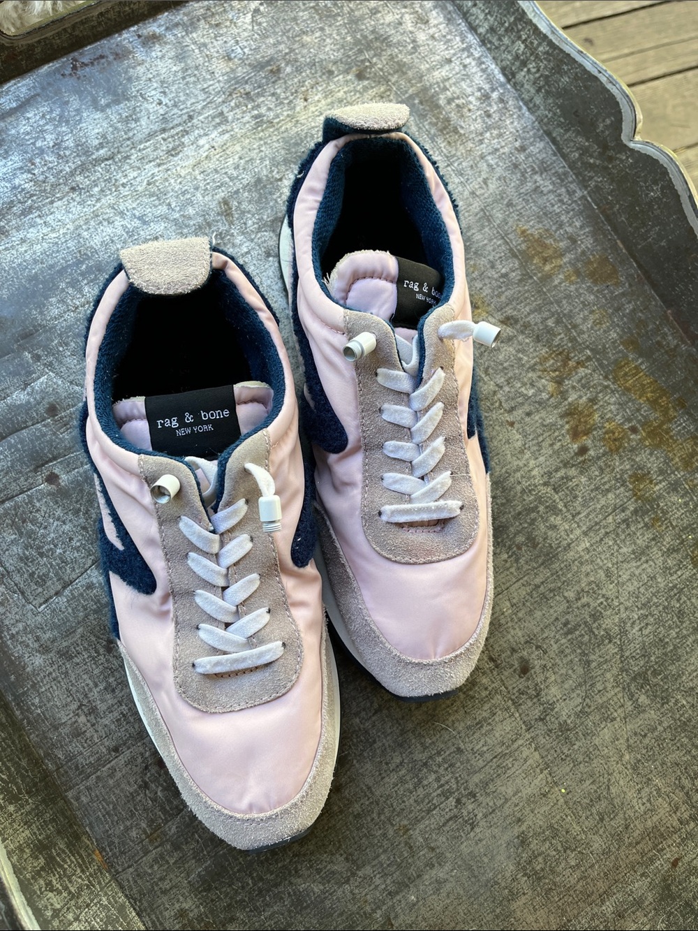 rag & bone Pink and Navy Suede-Trim Runner Sneakers - Picture 8 of 8
